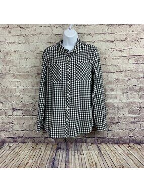 Relativity Black Check Button Roll Tab Sleeve Shirt